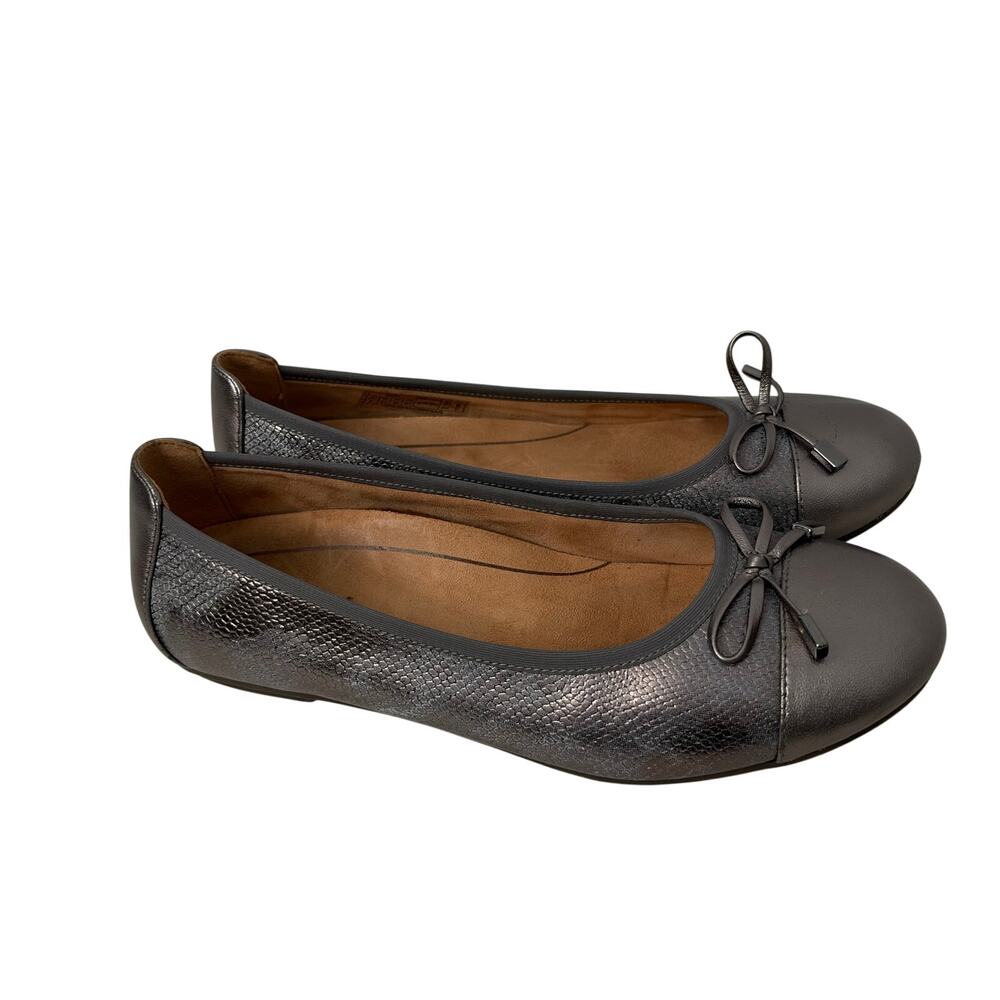 Vionic Minna Flats Women’s Size 9 Pewter Snake Print Slip On Comfort Shoes